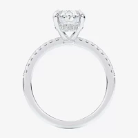 (G-H / Si1-Si2 Womens 4 1/4 CT. T.W. Lab Grown White Diamond 14K Gold Oval Side Stone Engagement Ring