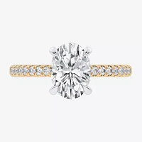 G-H / Si1-Si2) Womens 1/ CT. T.W. Lab Grown White Diamond 14K Gold Oval Side Stone Engagement Ring