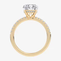 G-H / Si1-Si2) Womens 1/ CT. T.W. Lab Grown White Diamond 14K Gold Pear Side Stone -Stone Engagement Ring