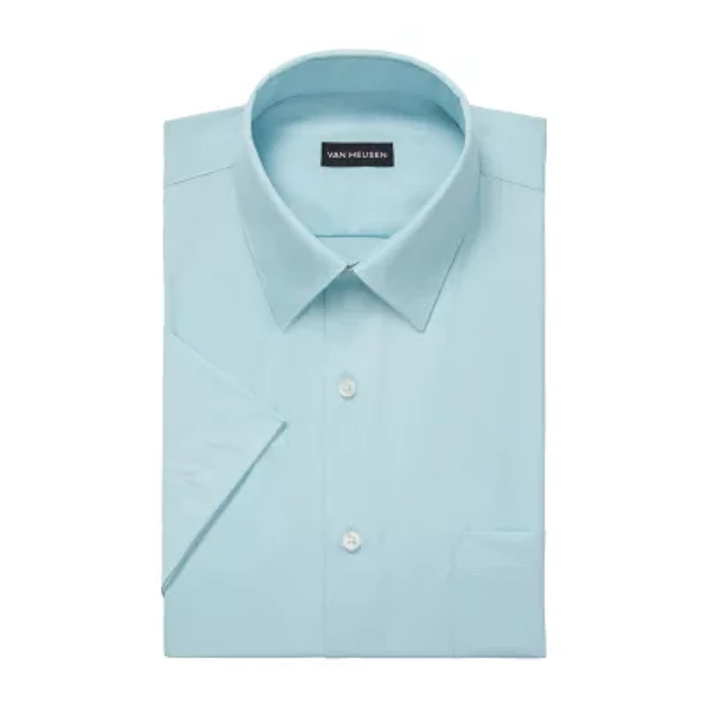 Van Heusen Mens Regular Fit Wrinkle Free Short Sleeve Dress Shirt