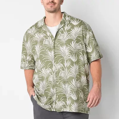 mutual weave Big and Tall Mens Short Sleeve Camp Shirt