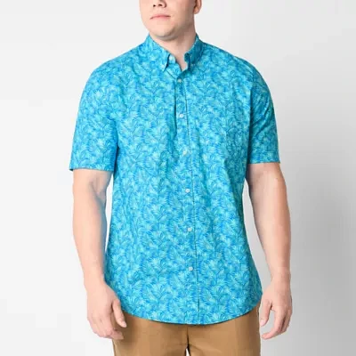 St. John's Bay Big and Tall Mens Classic Fit Short Sleeve Plaid Button-Down Shirt