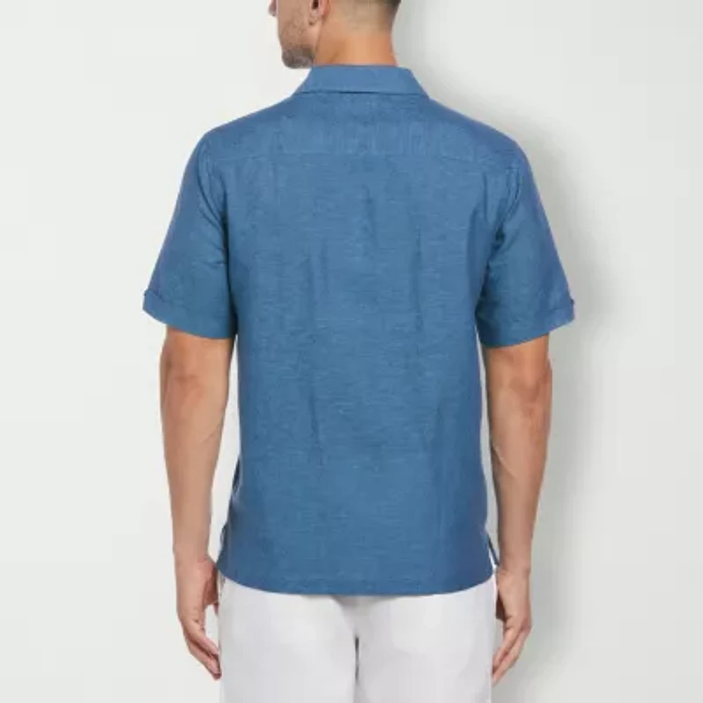 Cubavera Mens Regular Fit Short Sleeve Button-Down Shirt