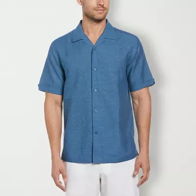 Cubavera Mens Regular Fit Short Sleeve Button-Down Shirt