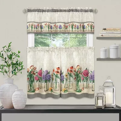 Achim Garden Blooms 3-pc. Rod Pocket Kitchen Curtain Window Set