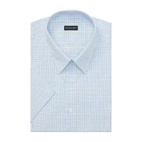 Van Heusen Short Sleeve Poplin Mens Big & Tall Classic Fit Wrinkle Free Plaid Dress Shirt