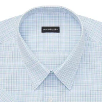 Van Heusen Short Sleeve Poplin Mens Big & Tall Classic Fit Wrinkle Free Plaid Dress Shirt