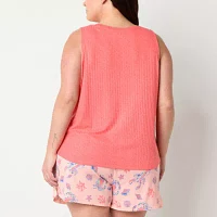 Sleep Chic Womens Plus Rib Sleeveless V Neck Pajama Top
