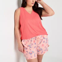 Sleep Chic Womens Plus Rib Sleeveless V Neck Pajama Top