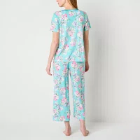 Adonna Womens 2-pc. Round Neck Short Sleeve Capri Pajama Set
