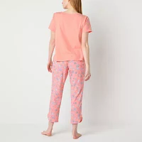 Liz Claiborne Womens 2-pc. V-Neck Short Sleeve Capri Pajama Set