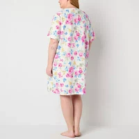 Adonna Womens Plus Short Sleeve Long Length Robe