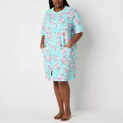 Adonna Womens Plus Short Sleeve Long Length Robe