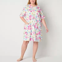 Adonna Womens Plus Short Sleeve Long Length Robe