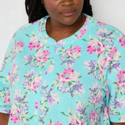 Adonna Womens Plus Short Sleeve Long Length Robe