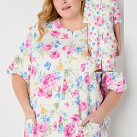 Adonna Womens Plus Short Sleeve Long Length Robe