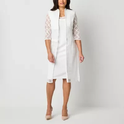 Maya Brooke Womens Windowpane Jacket Dress