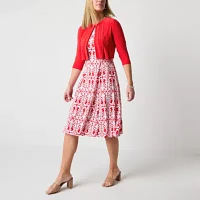 Danny & Nicole Womens Damask Midi Jacket Dress