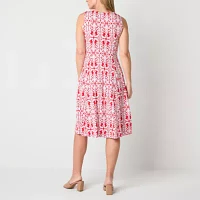 Danny & Nicole Womens Damask Midi Jacket Dress