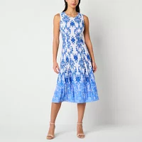Danny & Nicole Womens Damask Midi Jacket Dress