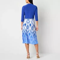 Danny & Nicole Womens Damask Midi Jacket Dress