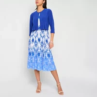 Danny & Nicole Womens Damask Midi Jacket Dress