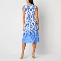 Danny & Nicole Womens Damask Midi Jacket Dress