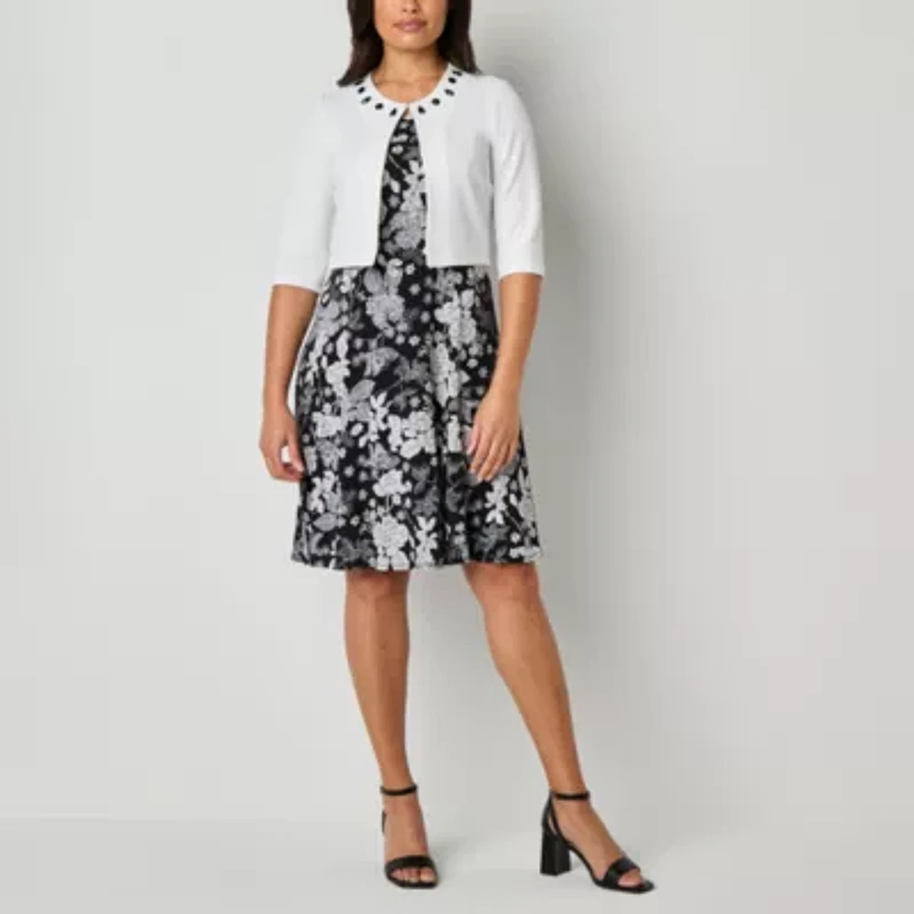 Perceptions Womens Floral Jacket Dress