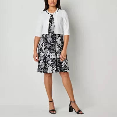 Perceptions Womens Floral Jacket Dress