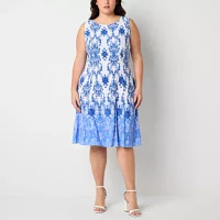 Danny & Nicole Womens Damask Jacket Dress Plus