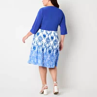 Danny & Nicole Womens Damask Jacket Dress Plus