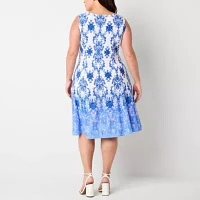 Danny & Nicole Womens Damask Jacket Dress Plus