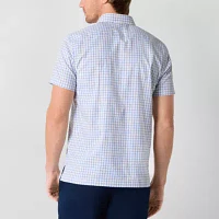 Stafford Mens Cooling Moisture Wicking Regular Fit Short Sleeve Button-Down Shirt