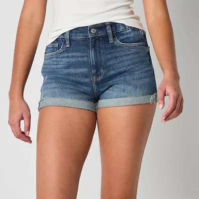 Arizona Womens High Rise Denim Short-Juniors