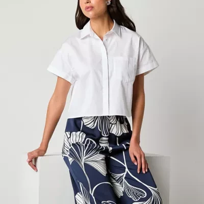 Worthington Womens Short Sleeve Blouse