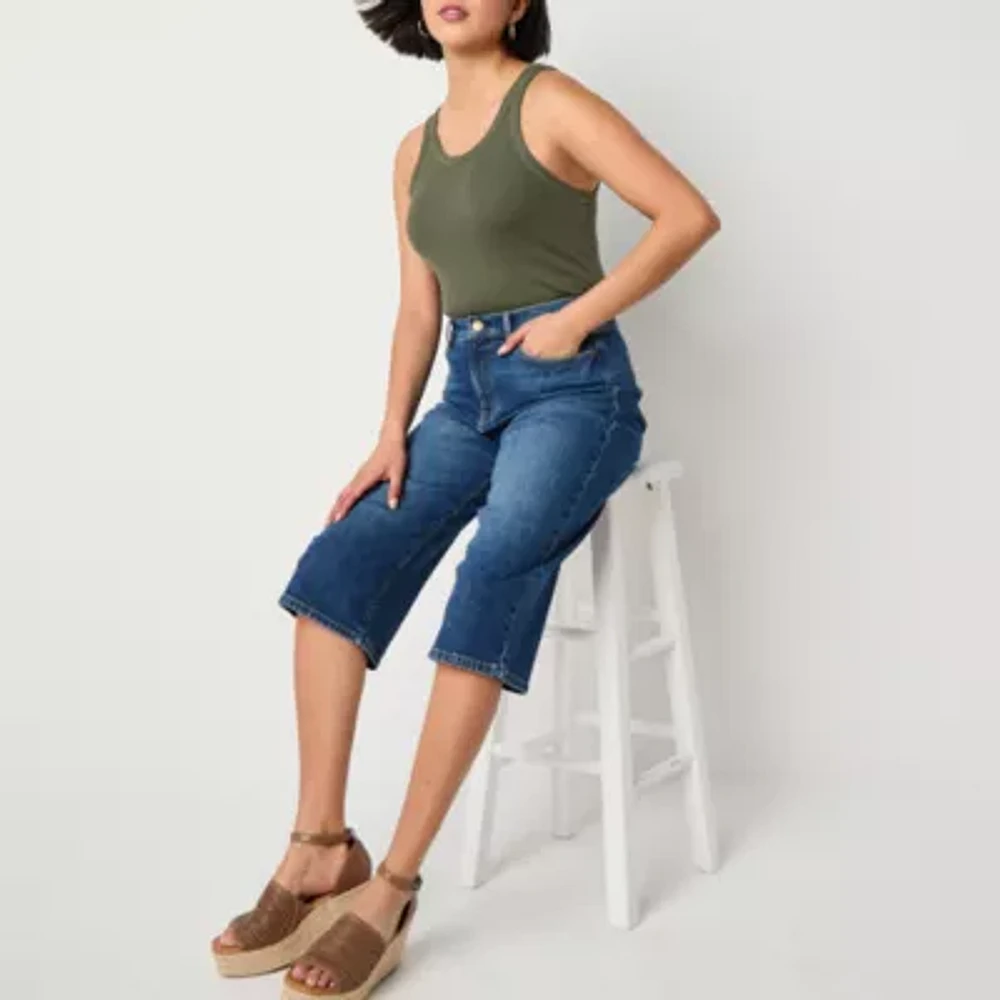 a.n.a Womens High Rise Relaxed Fit Denim Cropped Pant