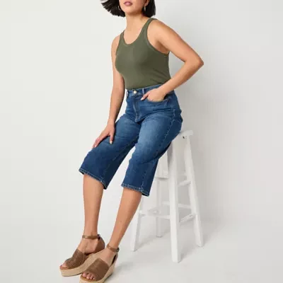 a.n.a Womens High Rise Relaxed Fit Denim Cropped Pant