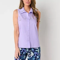 St. John's Bay Womens Sleeveless Embellished Blouse