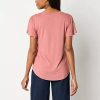 Liz Claiborne Womens V Neck Short Sleeve T-Shirt