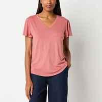 Liz Claiborne Womens V Neck Short Sleeve T-Shirt