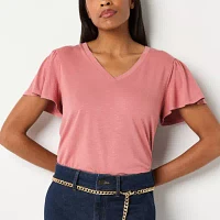 Liz Claiborne Womens V Neck Short Sleeve T-Shirt
