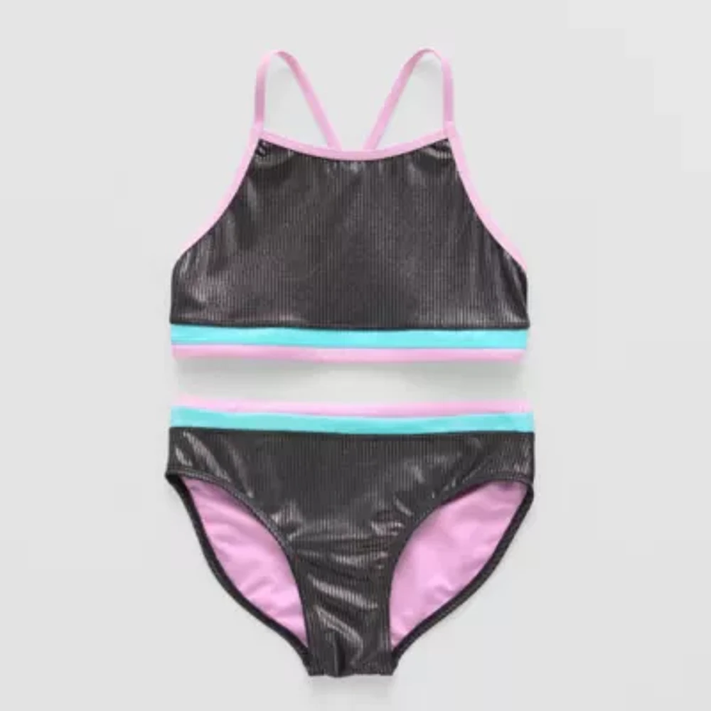 Thereabouts Little & Big Girls Ribbed Bikini Set