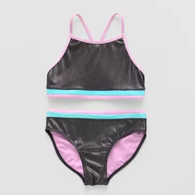 Thereabouts Little & Big Girls Ribbed Bikini Set