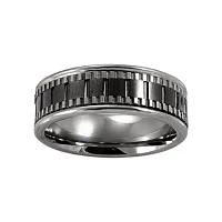  Mens Stainless & Ceramic Textured Wedding Band