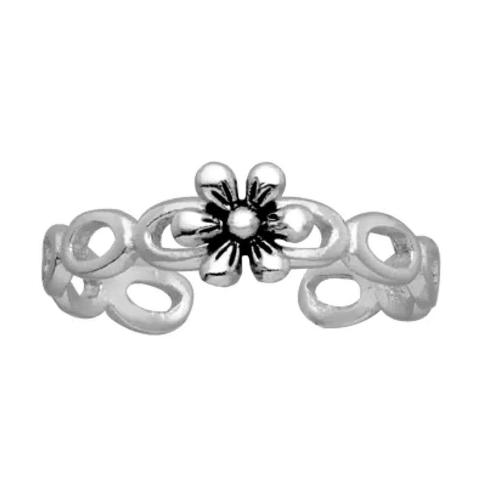 925 Sterling Silver Toe Ring, Flower Hawaiian Leaf Adjustable Band Tail Ring  | BoRuo925