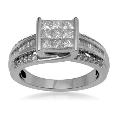 1 CT.T.W. Natural Diamond 10K White Gold Multi-Top Bridal Ring