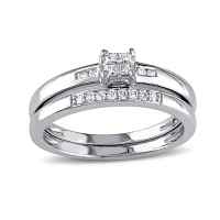 1/6 CT.T.W. Natural Diamond Sterling Silver Bridal Ring Set