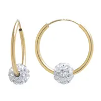 Silver Treasures Crystal 14K Gold Over Silver Hoop Earrings