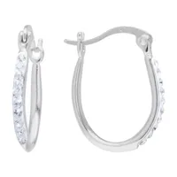 Silver Treasures Crystal Sterling Hoop Earrings