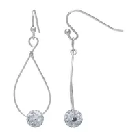 Silver Treasures Crystal Sterling Silver Drop Earrings